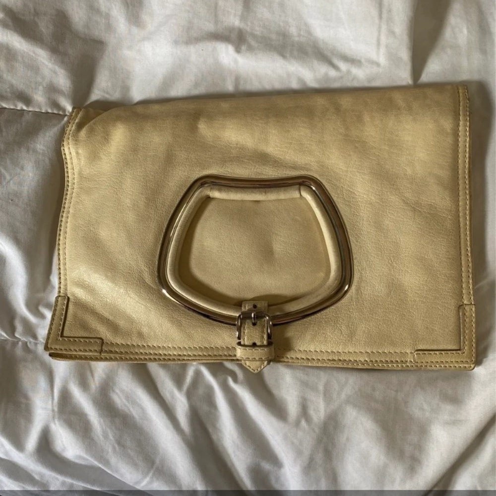Vintage Balenciaga Cream/Tan Leather Clutch
